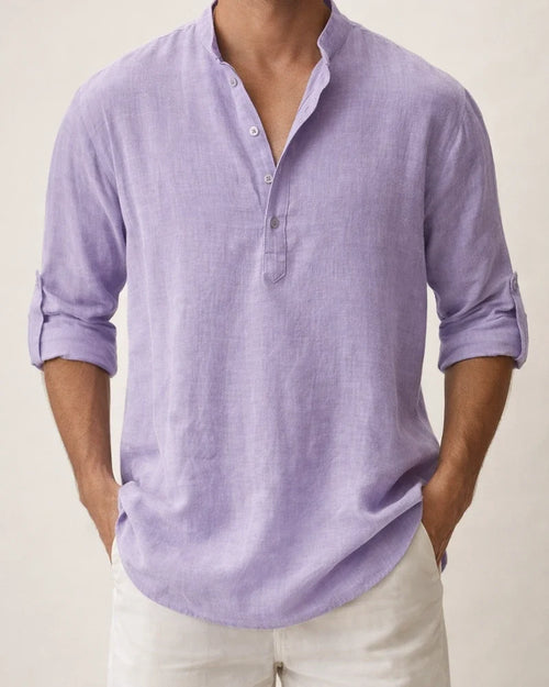 Men's Linen Shirt Casual Shirt Beach Shirt Henley Shirt Black White Pink Long Sleeve Plain Henley Spring & Summer Hawaiian Holiday Clothing Apparel | JRSEE:72eecfaa-7d42-4126-96e5-a7b7ce3419fd