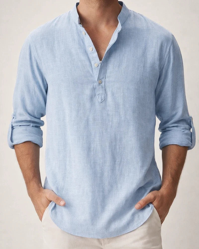 Men's Linen Shirt Casual Shirt Beach Shirt Henley Shirt Black White Pink Long Sleeve Plain Henley Spring & Summer Hawaiian Holiday Clothing Apparel | JRSEE:7020b8aa-f0cf-4054-b0f7-d7422de4189f