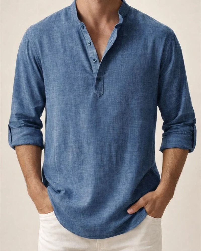 Men's Linen Shirt Casual Shirt Beach Shirt Henley Shirt Black White Pink Long Sleeve Plain Henley Spring & Summer Hawaiian Holiday Clothing Apparel | JRSEE:4c2b5372-fafd-407c-8d78-0631276d447a