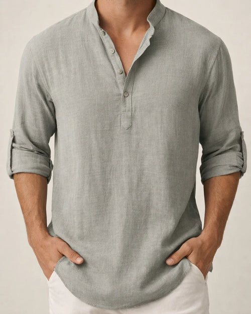 Men's Linen Shirt Casual Shirt Beach Shirt Henley Shirt Black White Pink Long Sleeve Plain Henley Spring & Summer Hawaiian Holiday Clothing Apparel | JRSEE:9cd19442-156a-4e9d-9282-8481141bffd2