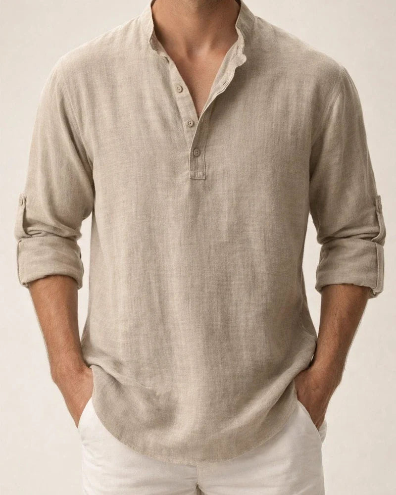 Men's Linen Shirt Casual Shirt Beach Shirt Henley Shirt Black White Pink Long Sleeve Plain Henley Spring & Summer Hawaiian Holiday Clothing Apparel | JRSEE:9a61fbb6-3747-4fdc-9fbc-916315172498