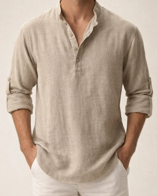 Men's Linen Shirt Casual Shirt Beach Shirt Henley Shirt Black White Pink Long Sleeve Plain Henley Spring & Summer Hawaiian Holiday Clothing Apparel | JRSEE:9a61fbb6-3747-4fdc-9fbc-916315172498