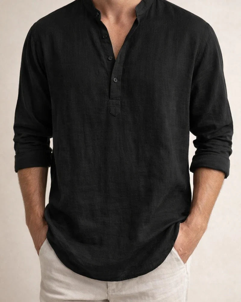 Men's Linen Shirt Casual Shirt Beach Shirt Henley Shirt Black White Pink Long Sleeve Plain Henley Spring & Summer Hawaiian Holiday Clothing Apparel | JRSEE:3209de8a-a7f1-4ff3-958b-4e3c09fc2cc7