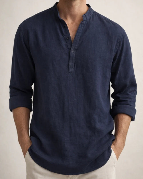 Men's Linen Shirt Casual Shirt Beach Shirt Henley Shirt Black White Pink Long Sleeve Plain Henley Spring & Summer Hawaiian Holiday Clothing Apparel | JRSEE:83e4c872-31ec-4165-ba79-e0f57f449a01