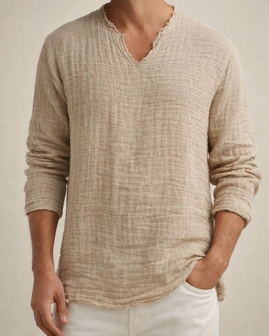 Men's Linen Shirt Casual Shirt Solid Color Plain V Neck Wine Light Grey Gray Outdoor Street Long Sleeve Clothing Apparel Fashion Casual Breathable Comfortable | JRSEE:0e2626bc-e65c-4d1e-8d22-2d65c942958e