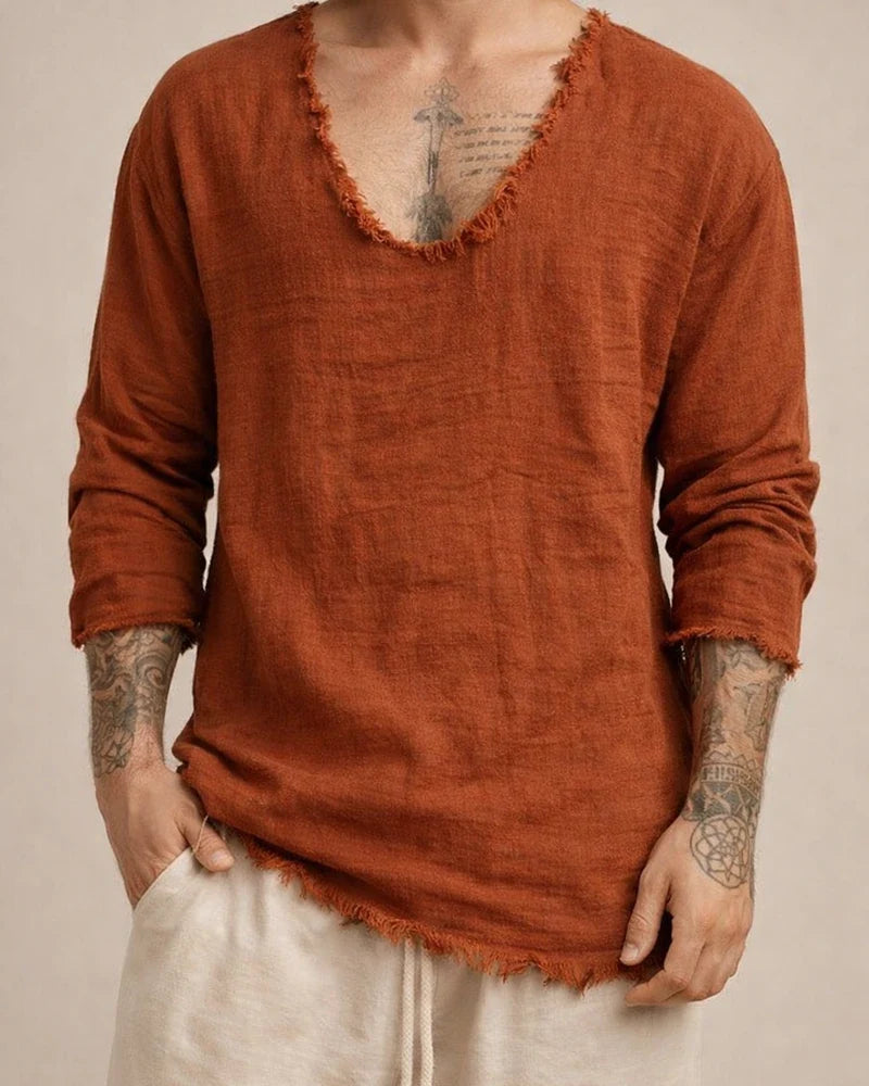 Men's Linen Shirt Casual Shirt Solid Color Plain V Neck Wine Light Grey Gray Outdoor Street Long Sleeve Clothing Apparel Fashion Casual Breathable Comfortable | JRSEE:27ae3d5a-0f7a-4a58-8d92-df561efb42d8