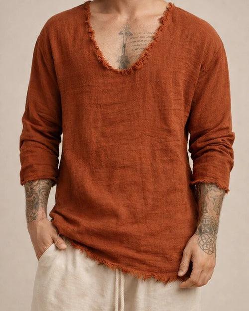 Men's Linen Shirt Casual Shirt Solid Color Plain V Neck Wine Light Grey Gray Outdoor Street Long Sleeve Clothing Apparel Fashion Casual Breathable Comfortable | JRSEE:27ae3d5a-0f7a-4a58-8d92-df561efb42d8