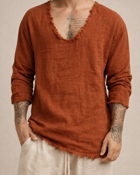 Men's Linen Shirt Casual Shirt Solid Color Plain V Neck Wine Light Grey Gray Outdoor Street Long Sleeve Clothing Apparel Fashion Casual Breathable Comfortable | JRSEE:27ae3d5a-0f7a-4a58-8d92-df561efb42d8