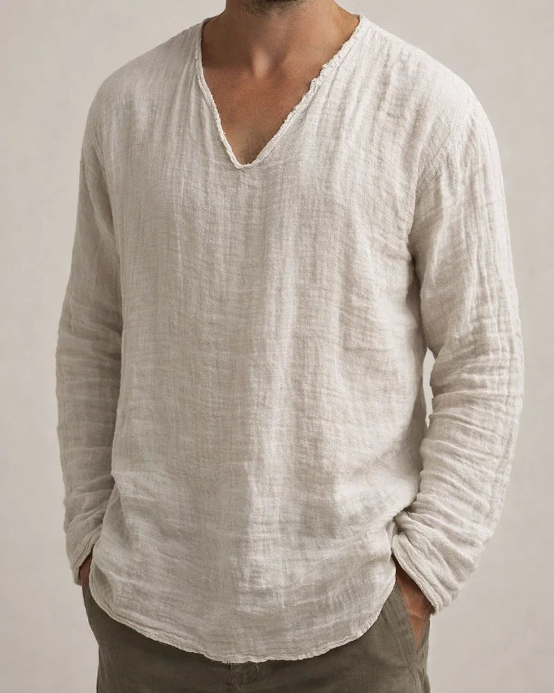 Men's Linen Shirt Casual Shirt Solid Color Plain V Neck Wine Light Grey Gray Outdoor Street Long Sleeve Clothing Apparel Fashion Casual Breathable Comfortable | JRSEE:2794bc76-b2e8-4de6-95bf-511a5fe6dbbd