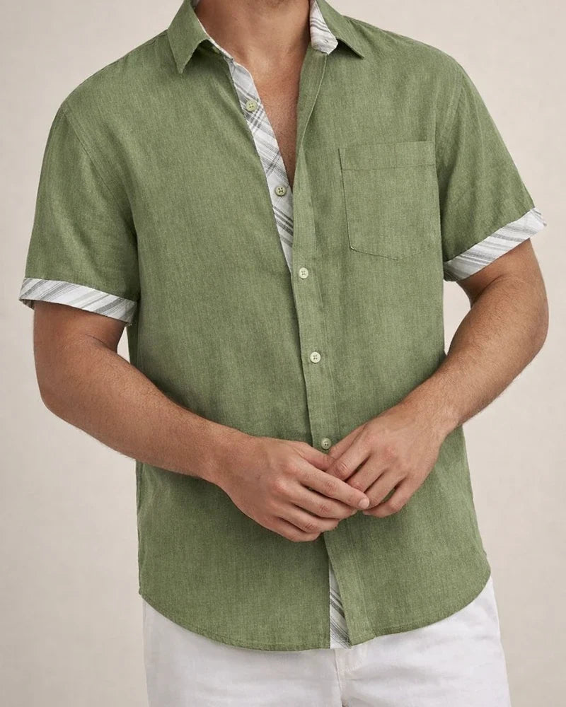 Men's Linen Shirt Casual Shirt Summer Shirt Beach Shirt White Blue Green Short Sleeve Plain Lapel Spring & Summer Hawaiian Holiday Clothing Apparel Front Pocket | JRSEE:a3372c9a-650e-49dd-b174-872889259569