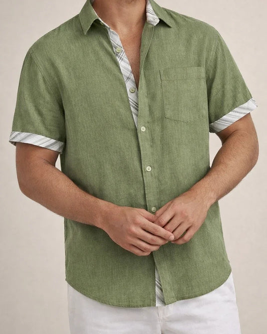 Men's Linen Shirt Casual Shirt Summer Shirt Beach Shirt White Blue Green Short Sleeve Plain Lapel Spring & Summer Hawaiian Holiday Clothing Apparel Front Pocket | JRSEE:a3372c9a-650e-49dd-b174-872889259569