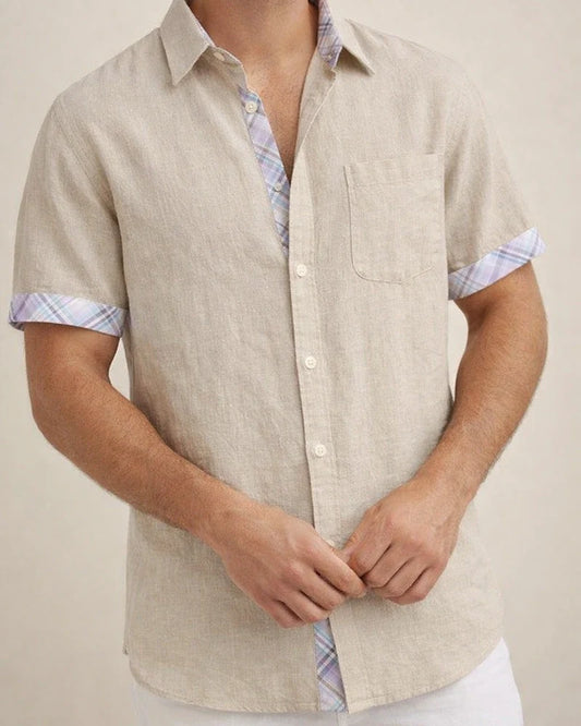 Men's Linen Shirt Casual Shirt Summer Shirt Beach Shirt White Blue Green Short Sleeve Plain Lapel Spring & Summer Hawaiian Holiday Clothing Apparel Front Pocket | JRSEE:aa392ea3-957c-49ea-b6a8-8f1c4a75950b