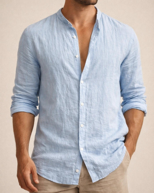 Men's Linen Shirt Shirt Summer Shirt Beach Shirt Black White Yellow Long Sleeve Solid Color Collar Spring Fall Outdoor Street Clothing Apparel | JRSEE:50175694-b695-4418-9518-47f10092323a
