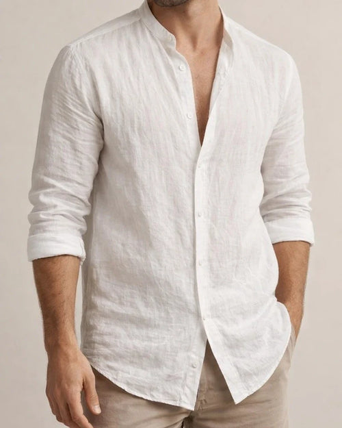 Men's Linen Shirt Shirt Summer Shirt Beach Shirt Black White Yellow Long Sleeve Solid Color Collar Spring Fall Outdoor Street Clothing Apparel | JRSEE:2cbf15a6-74a3-42a1-ad82-e9769d5f3d69