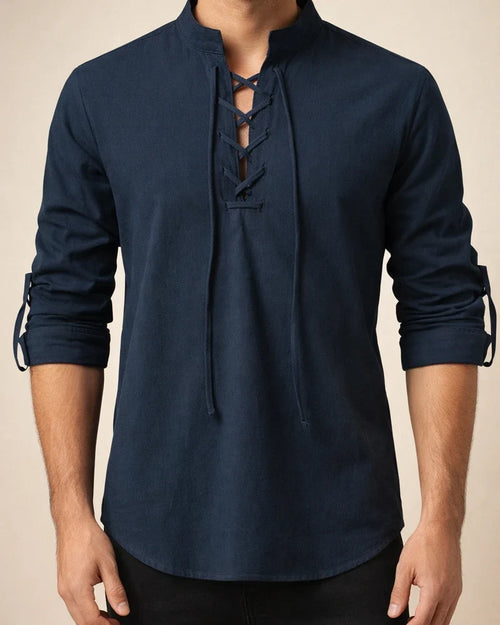 Men's Linen Shirt Shirt Summer Shirt Beach Shirt Black White Navy Blue Long Sleeve Plain Stand Collar All Seasons Daily Hawaiian Clothing Apparel | JRSEE:3903ae06-9256-4dfc-9c02-825b9702a9b4