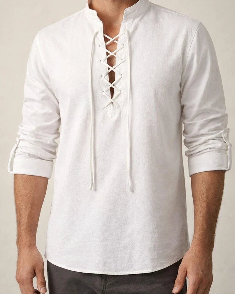 Men's Linen Shirt Shirt Summer Shirt Beach Shirt Black White Navy Blue Long Sleeve Plain Stand Collar All Seasons Daily Hawaiian Clothing Apparel | JRSEE:0c013dd8-8ea9-4cd1-8c2a-a92e655c9c0f