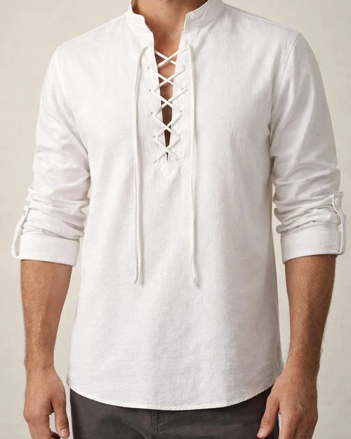 Men's Linen Shirt Shirt Summer Shirt Beach Shirt Black White Navy Blue Long Sleeve Plain Stand Collar All Seasons Daily Hawaiian Clothing Apparel | JRSEE:0c013dd8-8ea9-4cd1-8c2a-a92e655c9c0f