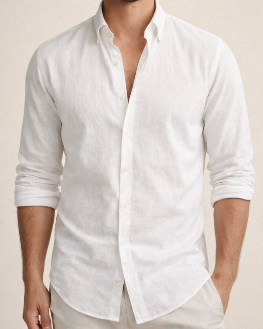 Men's Linen Shirt Shirt Summer Shirt Beach Shirt Black White Blue Long Sleeve Solid Color Turndown Summer Spring Outdoor Street Clothing Apparel Button-Down | JRSEE:399a24b8-160a-4a4c-863f-629daedfa692