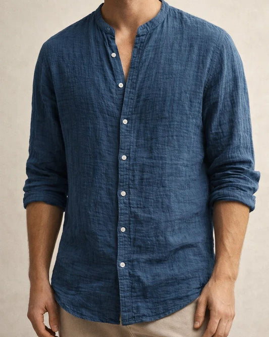 Men's Linen Shirt Shirt Summer Shirt Beach Shirt White Blue Brown Long Sleeve Solid Color Henley Spring Fall Outdoor Street Clothing Apparel Button-Down | JRSEE:811b36bd-42c1-4b2d-8826-24c9fb49d631