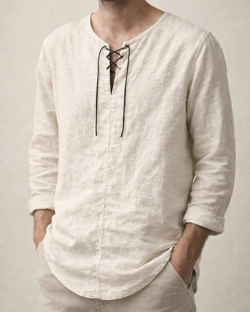 Men's Linen Shirt Solid Color Plain Collarless Maroon Black White Pink Blue Outdoor Street Long Sleeve Clothing Apparel Basic Streetwear Casual | JRSEE:7a1f0c93-adb0-4f2f-9b71-95d7c267bd76