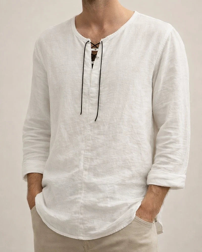Men's Linen Shirt Solid Color Plain Collarless Maroon Black White Pink Blue Outdoor Street Long Sleeve Clothing Apparel Basic Streetwear Casual | JRSEE:b35b6023-cde2-4df2-b6ac-bfe7f266ac20