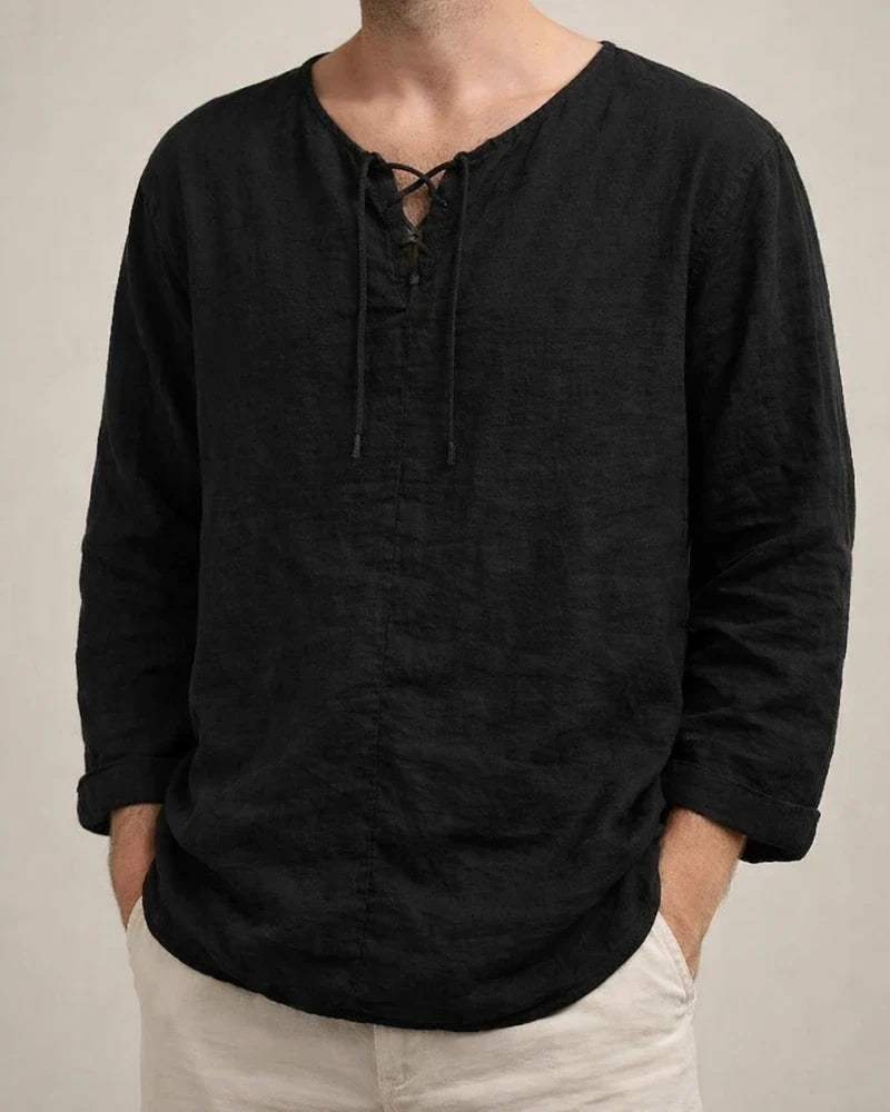 Men's Linen Shirt Solid Color Plain Collarless Maroon Black White Pink Blue Outdoor Street Long Sleeve Clothing Apparel Basic Streetwear Casual | JRSEE:6b8106f7-d4bb-437a-b5b0-1ca9d2c79fe1