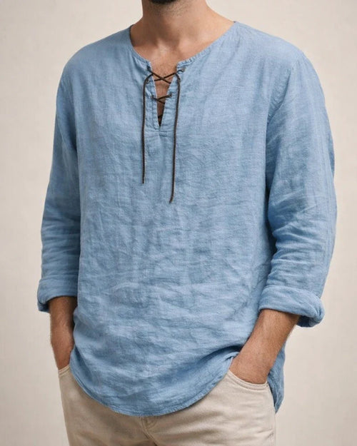 Men's Linen Shirt Solid Color Plain Collarless Maroon Black White Pink Blue Outdoor Street Long Sleeve Clothing Apparel Basic Streetwear Casual | JRSEE:bd524b8e-bbe1-43ef-a1d4-a5c881910128