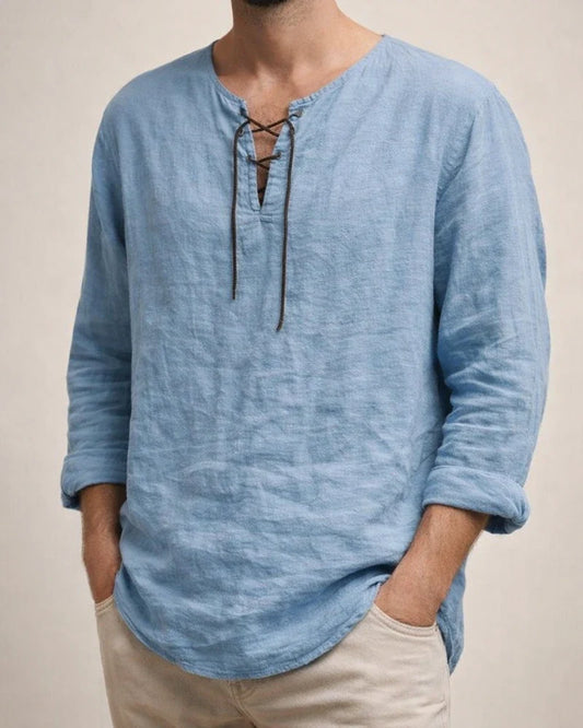 Men's Linen Shirt Solid Color Plain Collarless Maroon Black White Pink Blue Outdoor Street Long Sleeve Clothing Apparel Basic Streetwear Casual | JRSEE:bd524b8e-bbe1-43ef-a1d4-a5c881910128