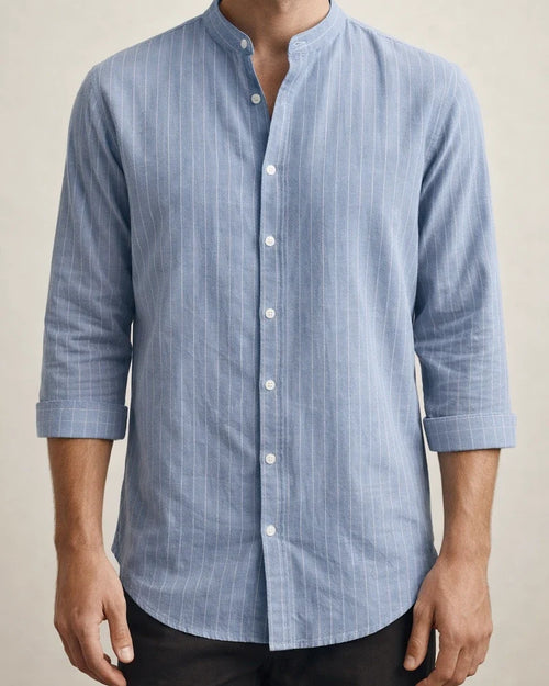 Men's Linen Shirt Stand-up Collar Cardigan Loose Casual Breathable Linen Shirt Youth Seven-minute Sleeve Blouse Male | JRSEE:1d7f78d5-b0e4-4722-a375-4091f1a73035