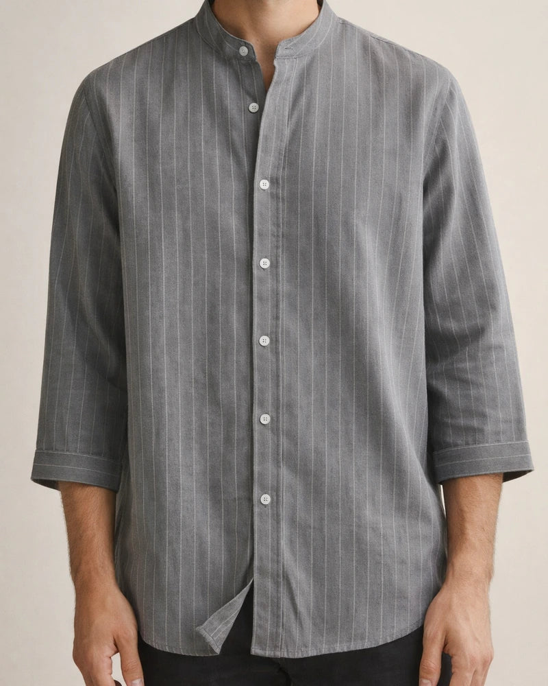 Men's Linen Shirt Stand-up Collar Cardigan Loose Casual Breathable Linen Shirt Youth Seven-minute Sleeve Blouse Male | JRSEE:8f876439-3a86-4bf2-9ff1-cdbaad20ea8f
