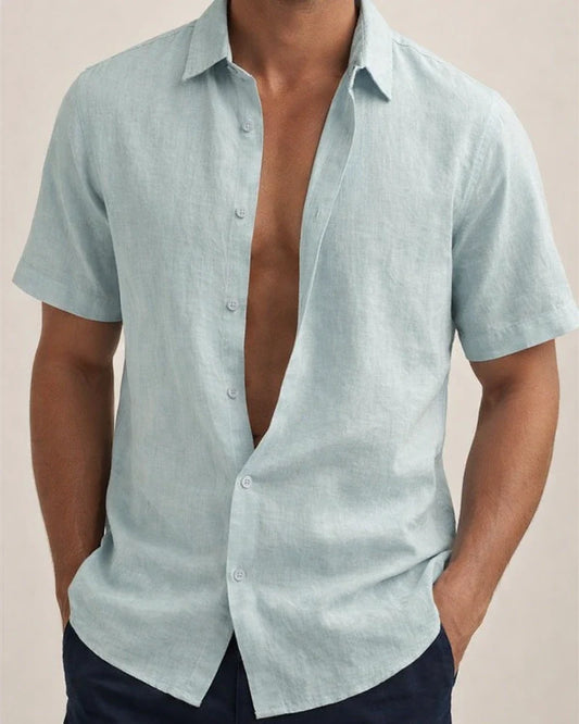 Men's Linen Shirt Summer Shirt Beach Shirt Black White Pink Short Sleeve Solid Color Turndown Summer Hawaiian Holiday Clothing Apparel Button-Down | JRSEE:fc50e091-cca4-42da-a9a9-150ec9636fa4
