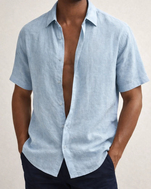 Men's Linen Shirt Summer Shirt Beach Shirt Black White Pink Short Sleeve Solid Color Turndown Summer Hawaiian Holiday Clothing Apparel Button-Down | JRSEE:802783d5-b774-4aed-a2cc-c4b7a79517fe