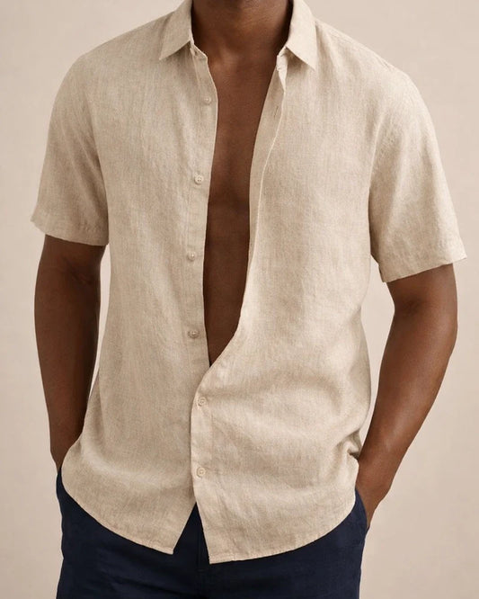 Men's Linen Shirt Summer Shirt Beach Shirt Black White Pink Short Sleeve Solid Color Turndown Summer Hawaiian Holiday Clothing Apparel Button-Down | JRSEE:d969289f-f497-42fb-b35d-bfb3ab9bd7c8