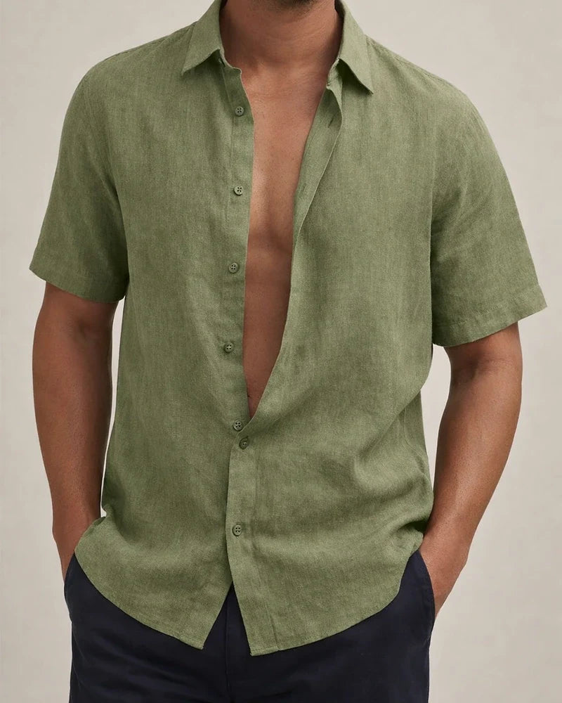 Men's Linen Shirt Summer Shirt Beach Shirt Black White Pink Short Sleeve Solid Color Turndown Summer Hawaiian Holiday Clothing Apparel Button-Down | JRSEE:1919ab75-49ab-489f-b3fe-f47ee3bb557c