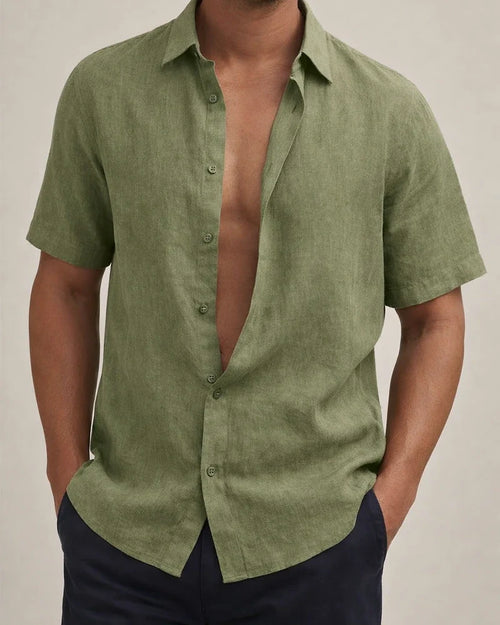 Men's Linen Shirt Summer Shirt Beach Shirt Black White Pink Short Sleeve Solid Color Turndown Summer Hawaiian Holiday Clothing Apparel Button-Down | JRSEE:1919ab75-49ab-489f-b3fe-f47ee3bb557c
