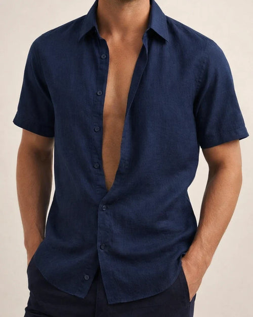 Men's Linen Shirt Summer Shirt Beach Shirt Black White Pink Short Sleeve Solid Color Turndown Summer Hawaiian Holiday Clothing Apparel Button-Down | JRSEE:2289ff02-2495-4375-87c7-e24284ad97c3