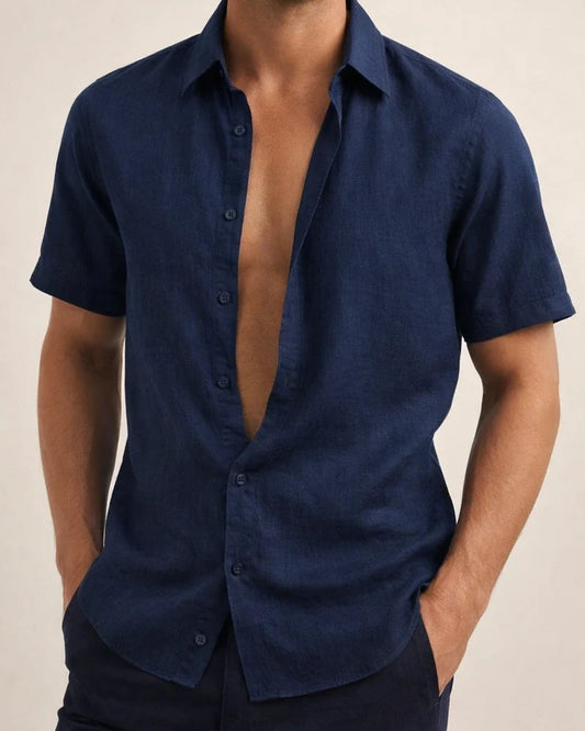 Men's Linen Shirt Summer Shirt Beach Shirt Black White Pink Short Sleeve Solid Color Turndown Summer Hawaiian Holiday Clothing Apparel Button-Down | JRSEE:2289ff02-2495-4375-87c7-e24284ad97c3