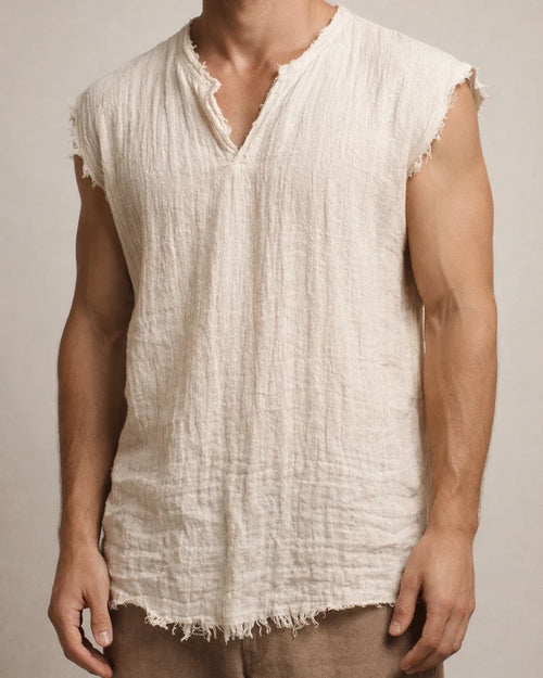Men's Linen Shirt Summer Shirt Beach Shirt V Neck Summer Sleeveless White Wine Blue Plain Holiday Vacation Clothing Apparel | JRSEE:3d0457f2-8ec3-4812-bcb4-9fe618911a1c