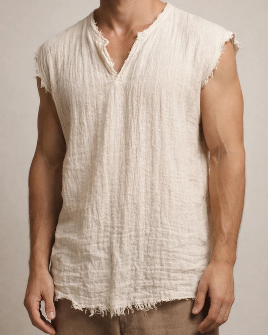 Men's Linen Shirt Summer Shirt Beach Shirt V Neck Summer Sleeveless White Wine Blue Plain Holiday Vacation Clothing Apparel | JRSEE:3d0457f2-8ec3-4812-bcb4-9fe618911a1c