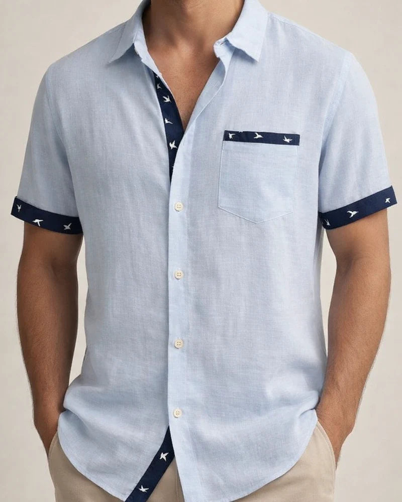 Men's Linen Shirt Summer Shirt Beach Shirt White Blue Green Short Sleeve Striped Lapel Spring & Summer Hawaiian Holiday Clothing Apparel Basic | JRSEE:e9012043-fcda-4f77-96e4-7c41dffc812d