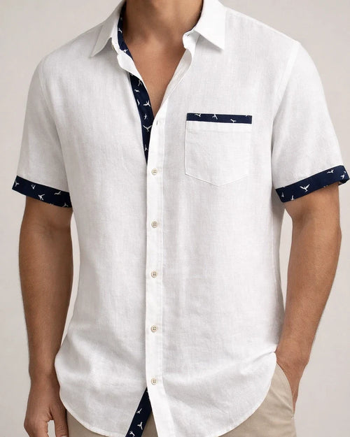 Men's Linen Shirt Summer Shirt Beach Shirt White Blue Green Short Sleeve Striped Lapel Spring & Summer Hawaiian Holiday Clothing Apparel Basic | JRSEE:efd7e5f6-9817-4866-9a63-5570461d2f1e