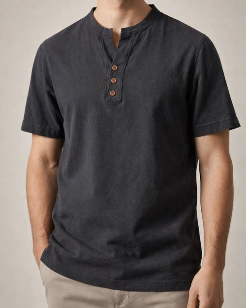 Men's Linen Shirt Summer Shirt Henley Shirt Plain V Neck Casual Daily Short Sleeve Clothing Apparel Fashion Comfortable | JRSEE:e43e403e-7647-4745-8920-3f413c5dc7f1