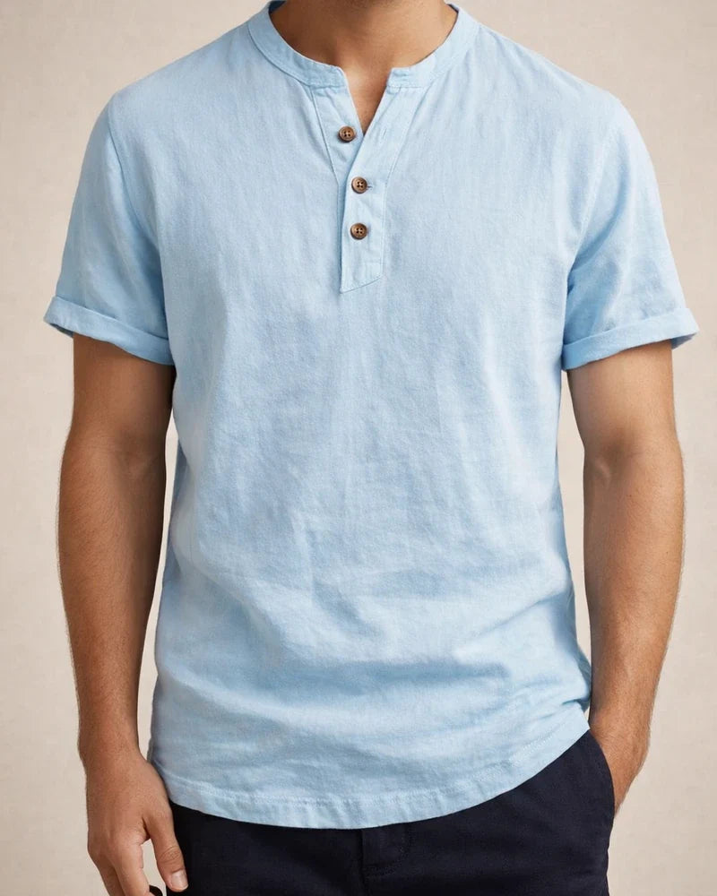 Men's Linen Shirt Summer Shirt Henley Shirt Plain V Neck Casual Daily Short Sleeve Clothing Apparel Fashion Comfortable | JRSEE:eeaa7c99-4e5e-4971-9f98-ebc892c9f2ad