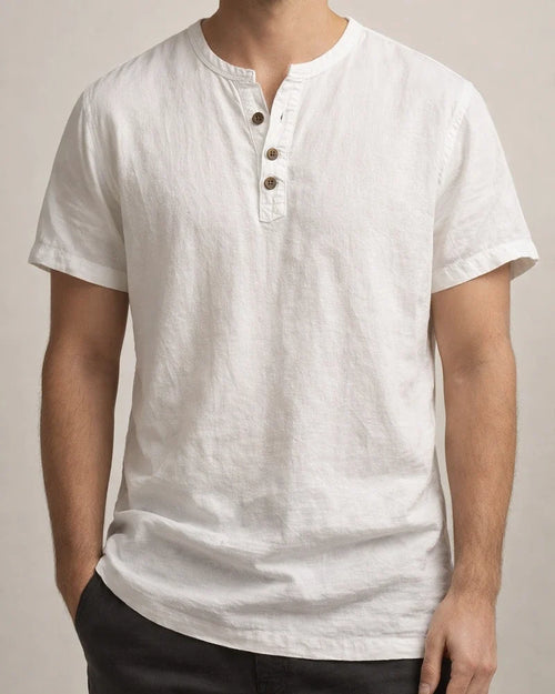 Men's Linen Shirt Summer Shirt Henley Shirt Plain V Neck Casual Daily Short Sleeve Clothing Apparel Fashion Comfortable | JRSEE:fc0f3766-6033-4545-9e5e-a8832b0b9d1b