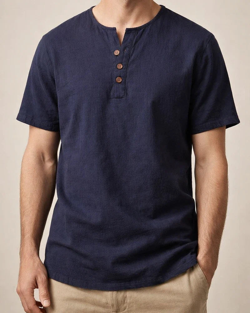 Men's Linen Shirt Summer Shirt Henley Shirt Plain V Neck Casual Daily Short Sleeve Clothing Apparel Fashion Comfortable | JRSEE:1c0cc958-0d41-493f-a0fe-b74aec926823