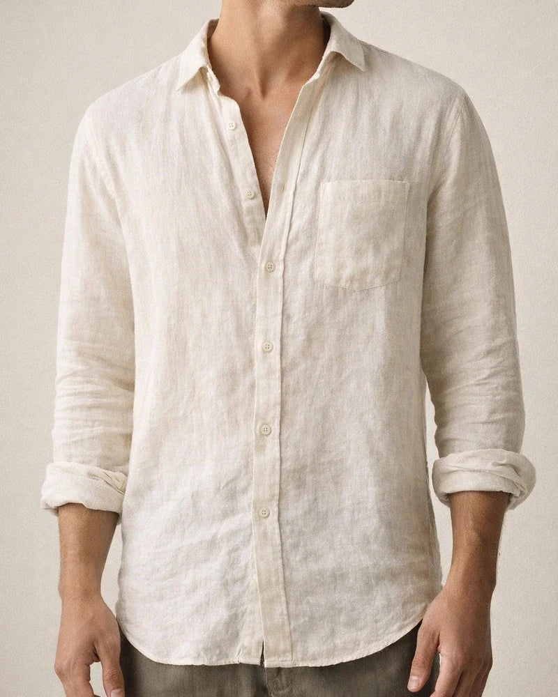 Men's Linen Shirt Summer Shirt Turndown Spring & Summer Long Sleeve Black Dark Gray Apricot Plain Holiday Vacation Clothing Apparel | JRSEE:83d66fa8-27a9-423b-a94b-761e5eada0cb