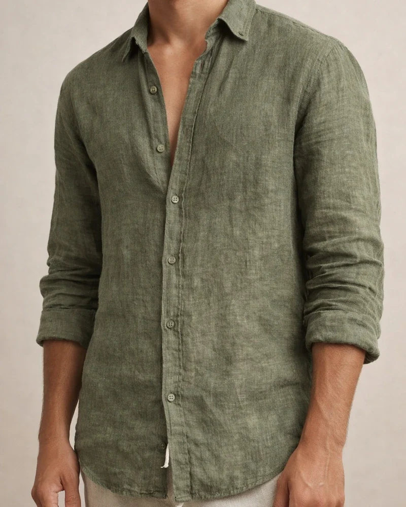 Men's Linen Shirt Summer Shirt Turndown Spring & Summer Long Sleeve Black Dark Gray Apricot Plain Holiday Vacation Clothing Apparel | JRSEE:0b18f0ed-ca39-4107-a7bd-8585f02c35da