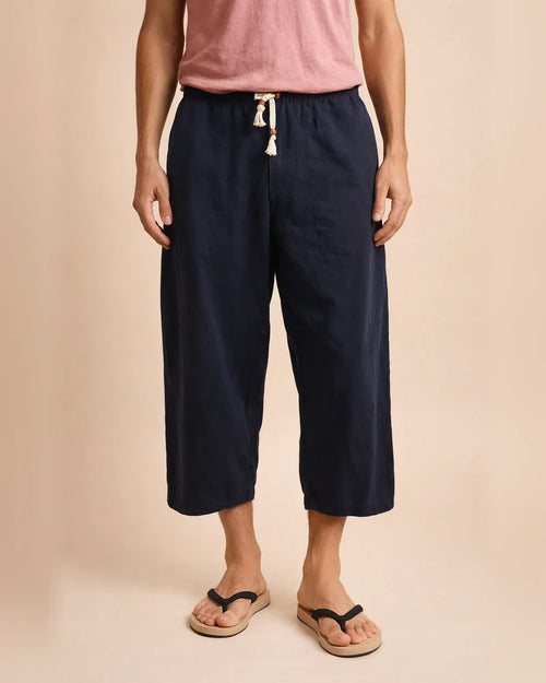 Men's Linen Shorts Capri Pants Pocket Drawstring Elastic Waist Plain Comfort Breathable Calf-Length Casual Holiday Going out Linen / Cotton Blend Stylish Classic Black White | JRSEE:93f5852c-7579-4722-bc64-cb8b77dc8529