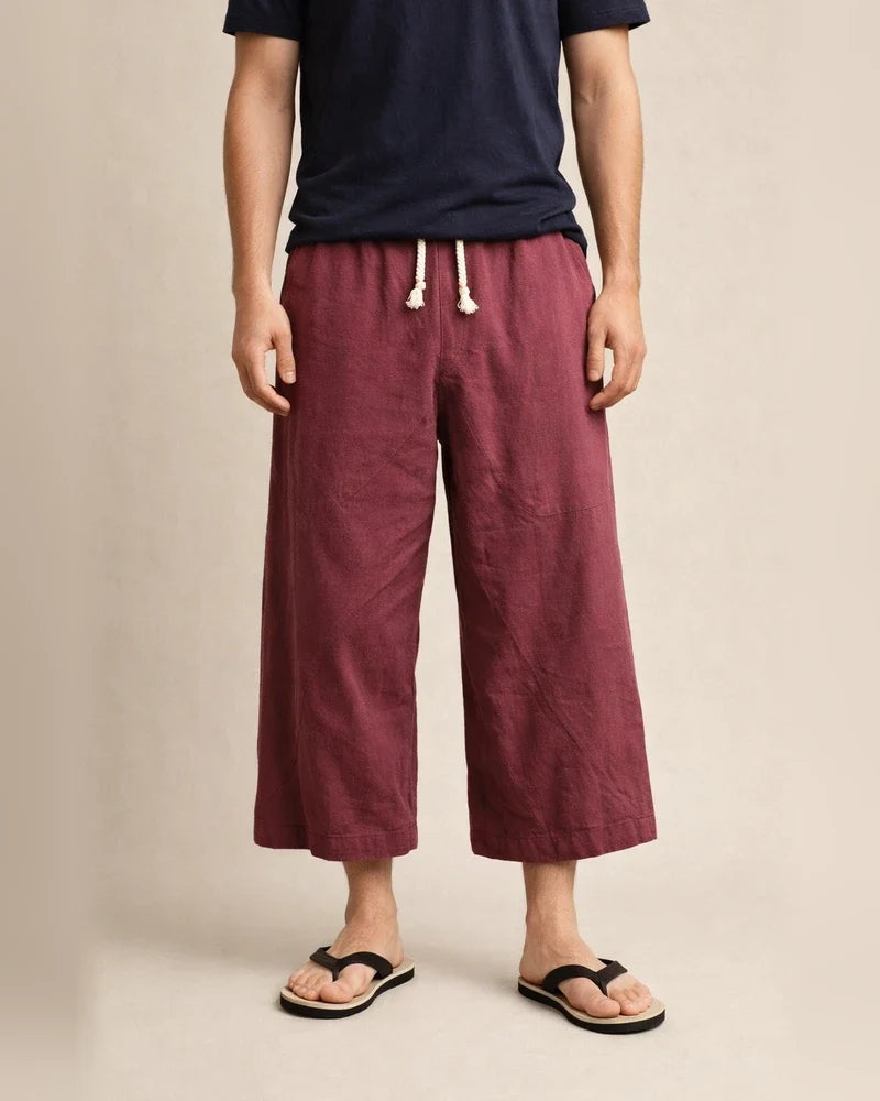 Men's Linen Shorts Capri Pants Pocket Drawstring Elastic Waist Plain Comfort Breathable Calf-Length Casual Holiday Going out Linen / Cotton Blend Stylish Classic Black White | JRSEE:1f833d77-0501-46ff-8eab-35700f812ff5