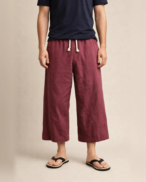 Men's Linen Shorts Capri Pants Pocket Drawstring Elastic Waist Plain Comfort Breathable Calf-Length Casual Holiday Going out Linen / Cotton Blend Stylish Classic Black White | JRSEE:1f833d77-0501-46ff-8eab-35700f812ff5